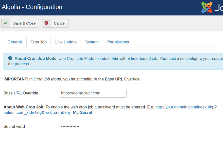 XT Indexer - Cron configuration